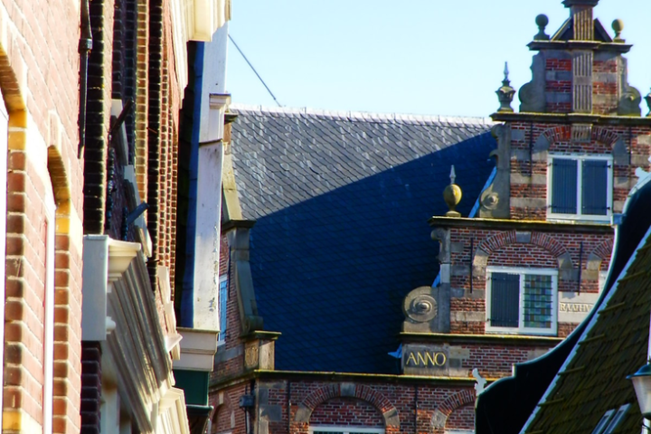 Different outside walls of old Dutch houses