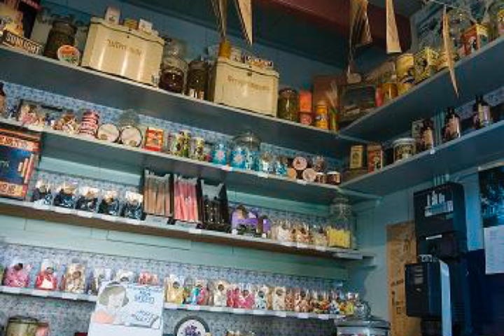 Inside an old grocery store