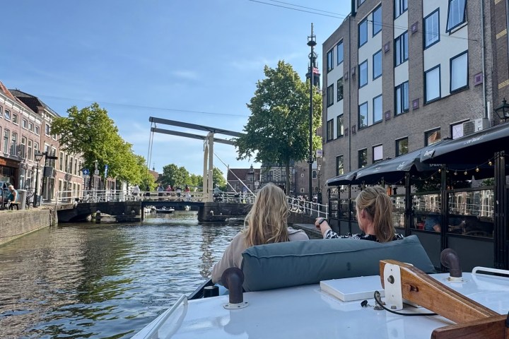 a boat sitting on top of a building